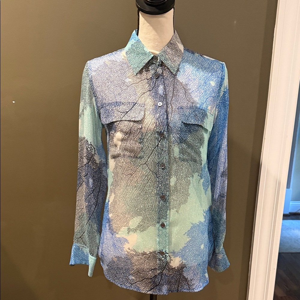 Equipment silk button front blouse